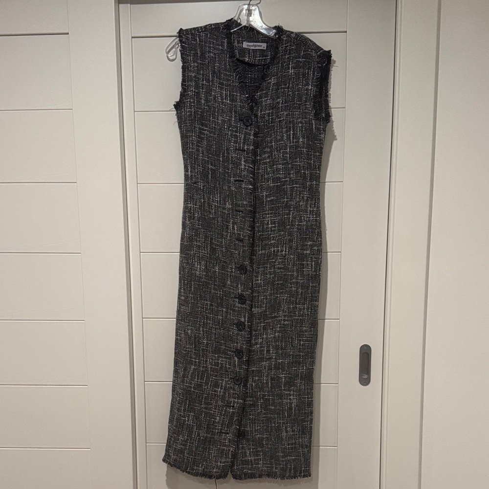 George Black and White Tweed Midi Dress